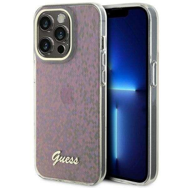 Guess IML Faceted Mirror Disco Iridescent - telefontok iPhone 15 Pro pink