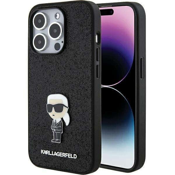 Védőtok Borító Karl Lagerfeld Fix Glitter Metal Ikonik iPhone 15 Pro Max
telefonhoz, fekete