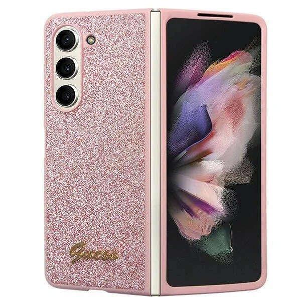 Guess PC/TPU Glitter Flakes fém logós tok Samsung Galaxy Z Fold 5 Pink
telefonhoz