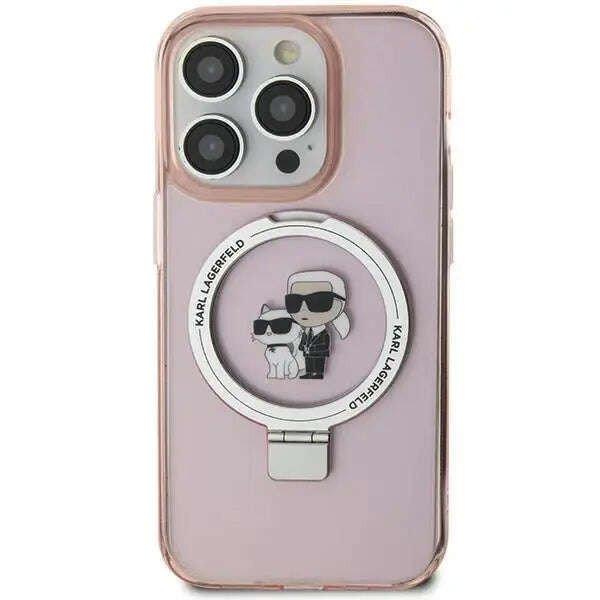 Gyűrűs állvány Karl&Choupette MagSafe tok iPhone 15 Plus készülékhez,
Karl Lagerfeld, TPU / polikarbonát, rózsaszín