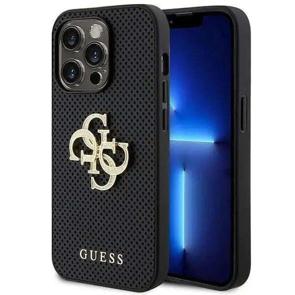Védőtok, borító Guess PU perforált 4G Glitter Metal logó iPhone 15 Pro Max
készülékhez, fekete