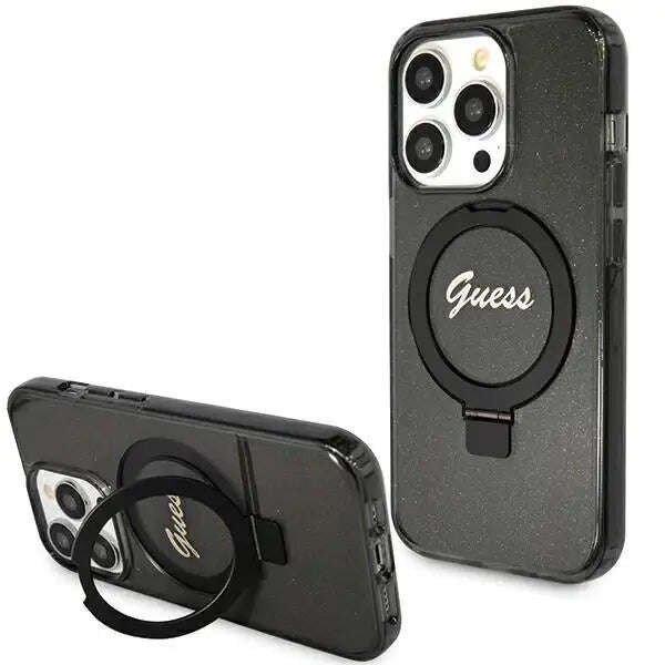 Védőtok, borító Guess IML Ring Stand Glitter MagSafe iPhone 15 Pro Max
készülékhez, fekete