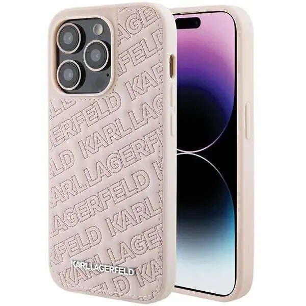 iPhone 15 Pro 6,1 hüvelykes tok, Karl Lagerfeld steppelt K minta, rózsaszín,
kemény tok