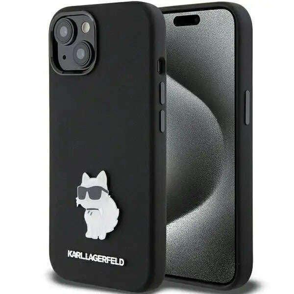 iPhone 15 Plus / 14 Plus tok, Karl Lagerfeld, Choupette, szilikon, fekete
