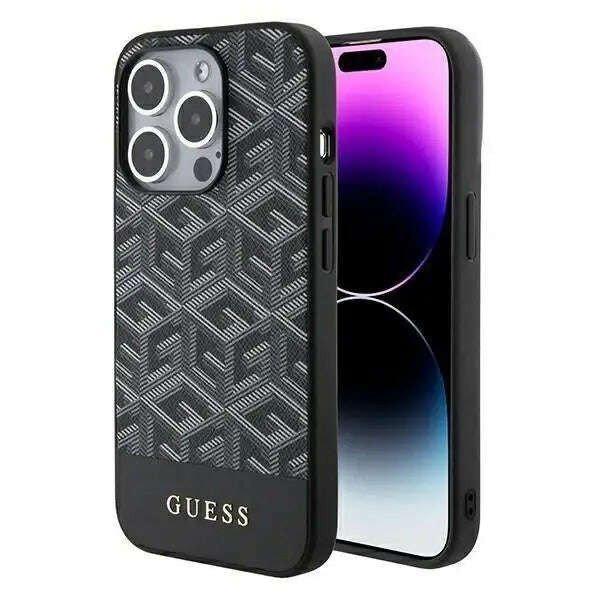 Védőtok, borító Guess PU G Cube MagSafe iPhone 15 Pro készülékhez, fekete