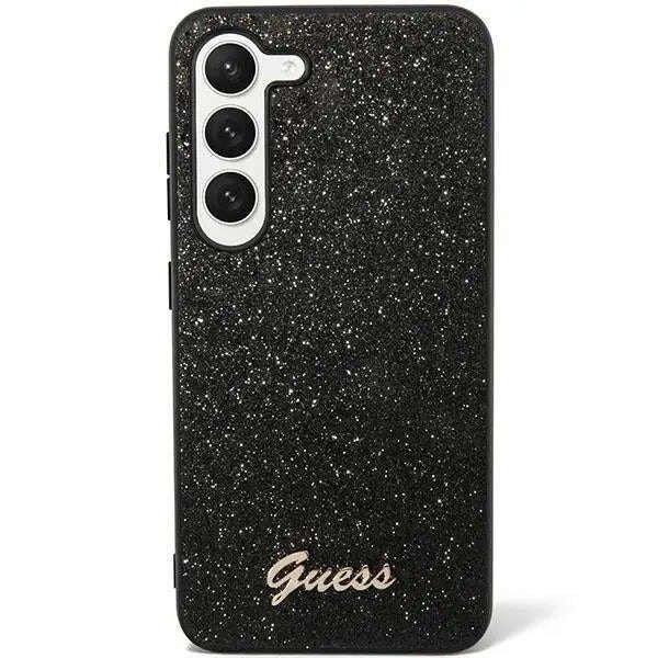 Védőtok Guess Cover PU Fixer Glitter Script fém logó Samsung Galaxy S24 Plus
készülékhez, fekete