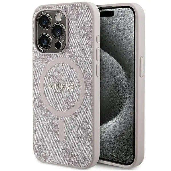 MagSafe telefontok, Guess 4G Collection, iPhone 14 Pro Max készülékkel
kompatibilis, ökológiai bőr, rózsaszín