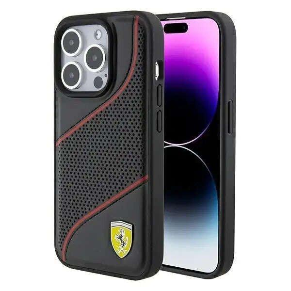 Telefontok, Ferrari, iPhone 15 Pro-val kompatibilis, polikarbonát/poliuretán,
fekete/piros