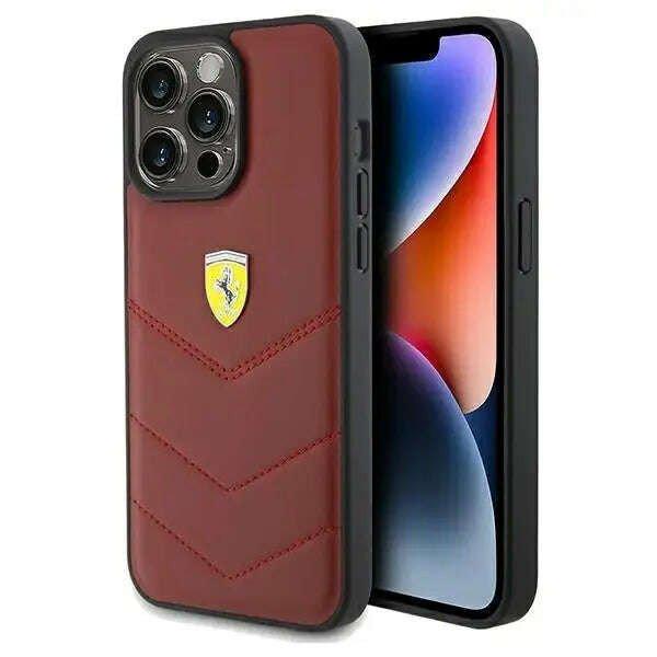 Steppelt fém logós tok iPhone 15 Pro Max telefonhoz, Ferrari, természetes
bőr, piros
