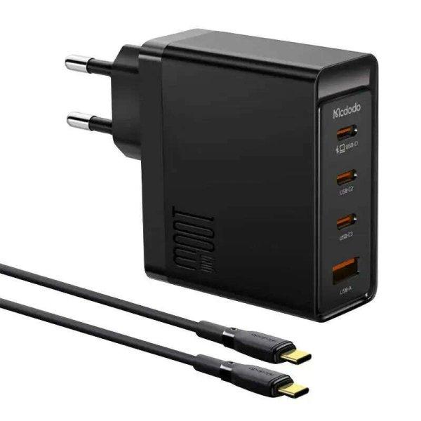 McDodo GAN hálózati töltő, egy USB port és 3 USB-C port, 100 W, fekete, 2 m
kábel