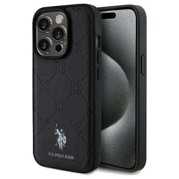 US Polo Assn Yoke Pattern - telefontok iPhone 15 Pro fekete