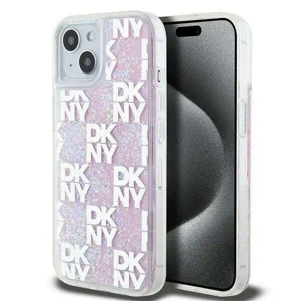 DKNY Liquid Glitter Multilogo tok kompatibilis iPhone 15 / 14 / 13 Pink
telefonnal