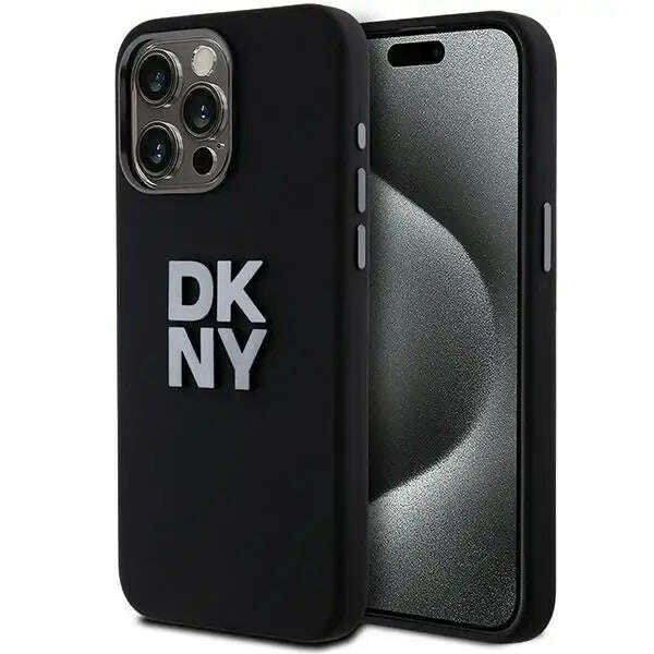DKNY folyékony szilikon fém logós tok, amely kompatibilis az iPhone 15 Pro
Max Black telefonnal