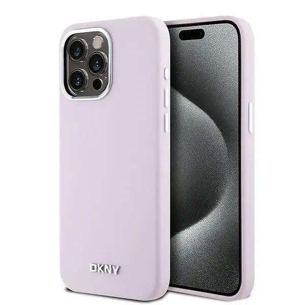 DKNY Liquid Silicone Small Metal Logó MagSafe tok kompatibilis iPhone 14 Pro
Max Pink telefonnal