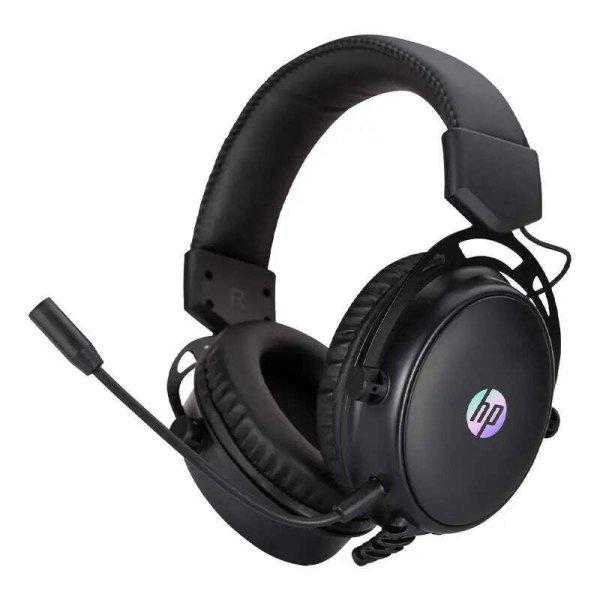PC headset, HP, mikrofonnal, RGB világítás, fekete, 220x165x100 mm
