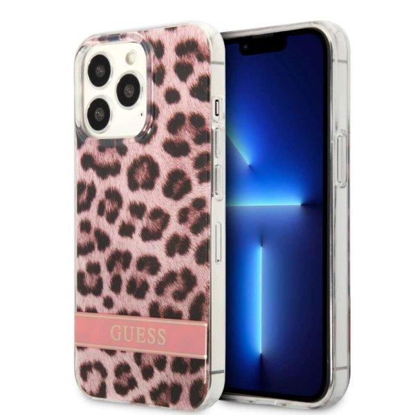 Guess Leopard Electro Stripe Apple iPhone 13 Pro Max Tok - Rózsaszín/Mintás