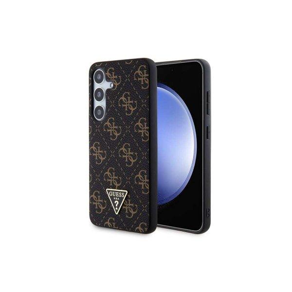 Guess Leather 4G Triangle Samsung Galaxy S24+ Tok - Fekete/Barna