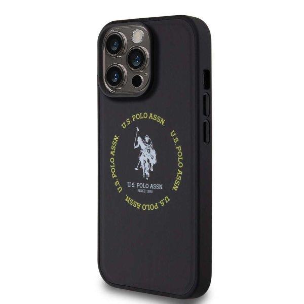 U.S. Polo PU iPhone 15 Pro Hátlapvédő Tok - Fekete
