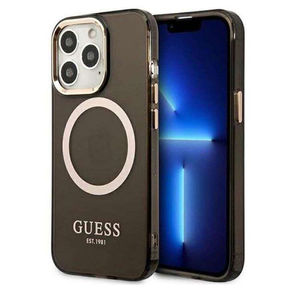 Guess Gold Outline MagSafe Apple iPhone 13 Pro Max Tok - Fekete/Áttetsző