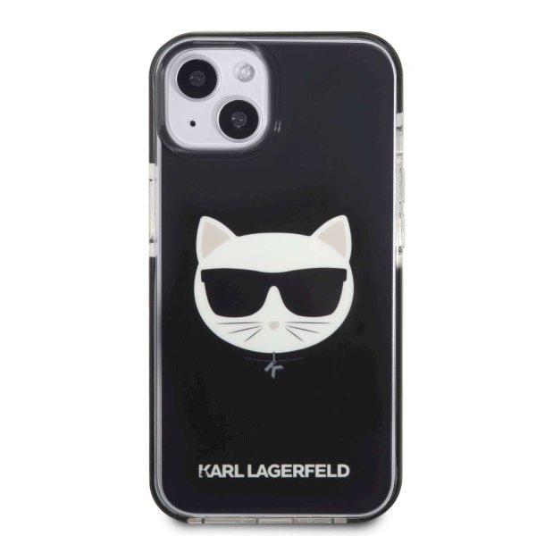 Karl Lagerfeld Choupette Head Apple iPhone 13 Szilikon Tok - Fekete/Mintás