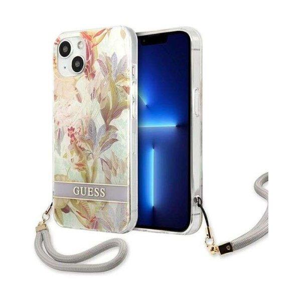 Guess Flower Cord Apple iPhone 13 mini Tok - Fehér/Mintás