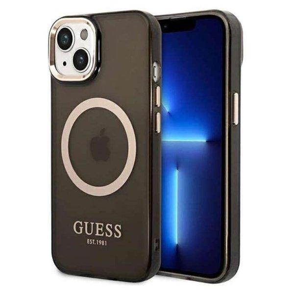 Guess Gold Outline MagSafe Apple iPhone 14 Tok - Fekete/Áttetsző