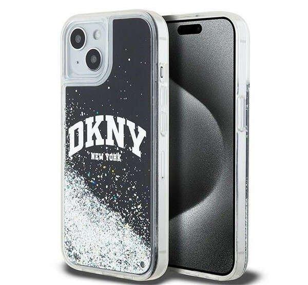 DKNY Liquid Glitter Arch Logo iPhone 14 hátlap tok, fekete