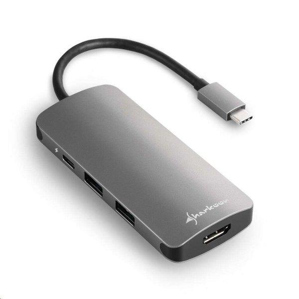 Sharkoon 3x USB3.0, 1x HDMI, 1x Micro SD/MMC, TypeC bemenet, fekete USB hub