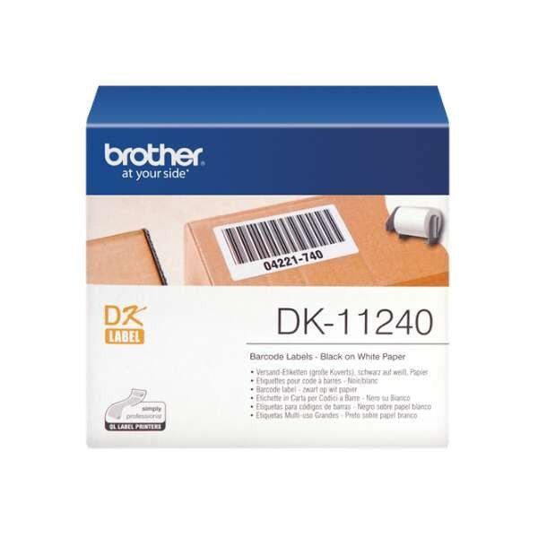 Brother etikett címke dk11240, vonalkód címke, elővágott (stancolt), fehér
alapon fekete, 600 db DK11240