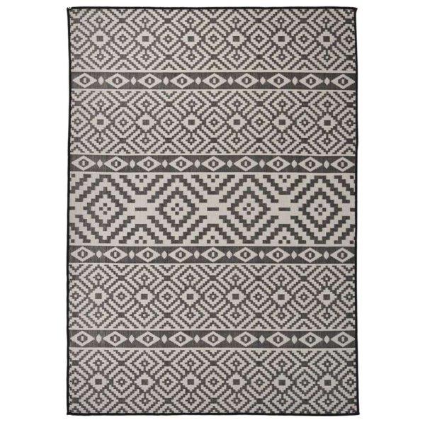 vidaXL fekete csíkos lapos szövésű kültéri szőnyeg 120 x 170 cm