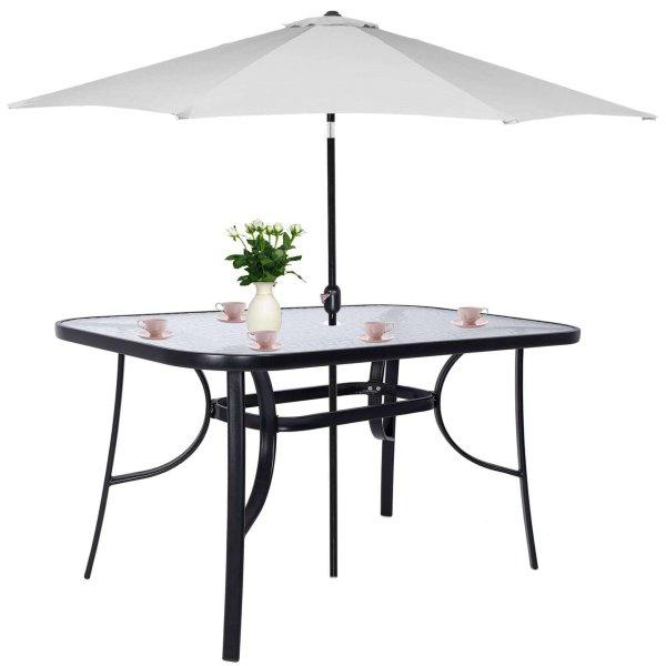 Springos kerti asztal 120x70x73cm #fekete