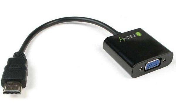 Techly HDMI - VGA adapter Fekete