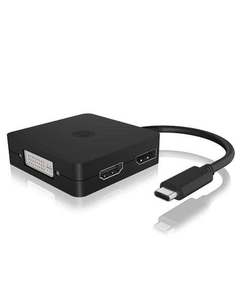 RaidSonic Icy Box USB-C apa - VGA/HDMI/DisplayPort/DVI-D anya Adapter