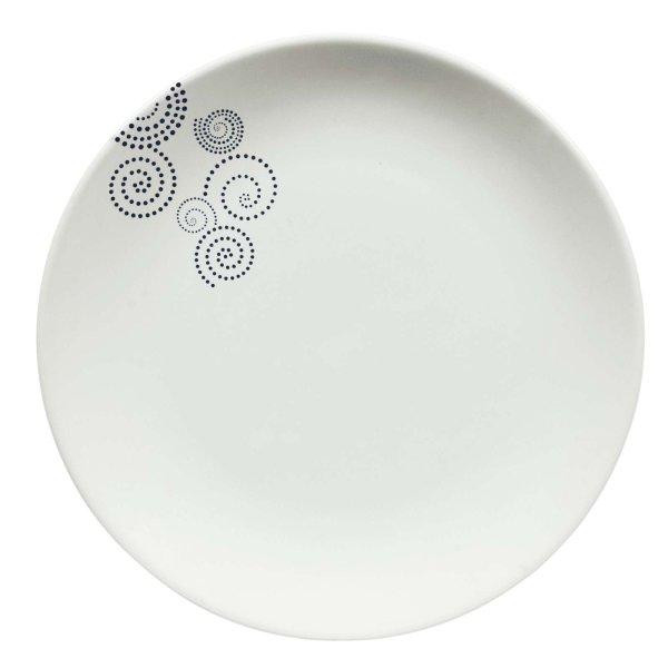 6 darabos Cesiro szett, Arktik fehér pontozott spirálall diszitett, 26 cm-es
lapos tányér