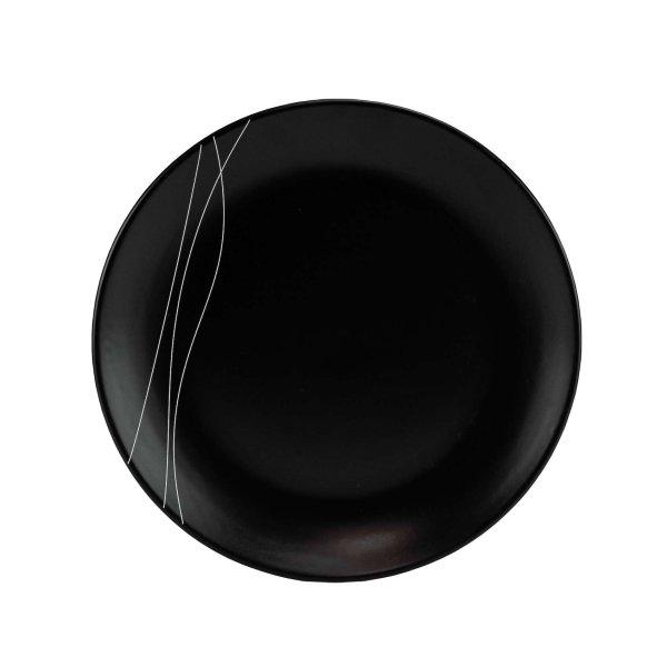 6 darabos Cesiro szett: Fekete, fehér vonalakkal, 26 cm-es lapos tányér