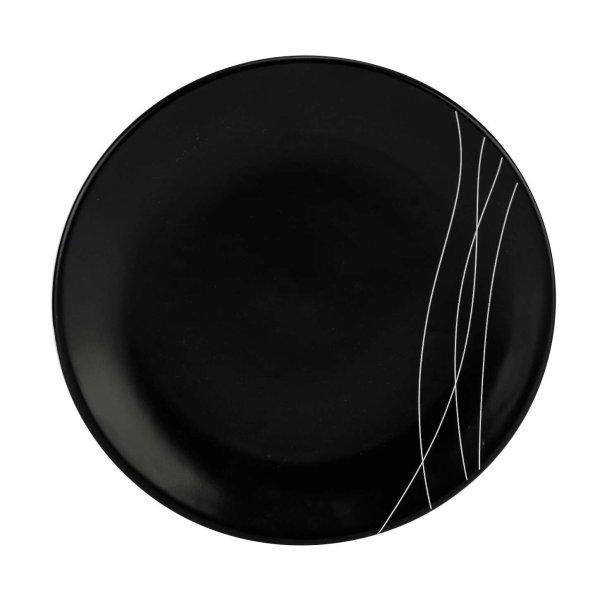 6 darabos Cesiro szett: Fekete, fehér vonalakkal, 20 cm-es deszert tányér