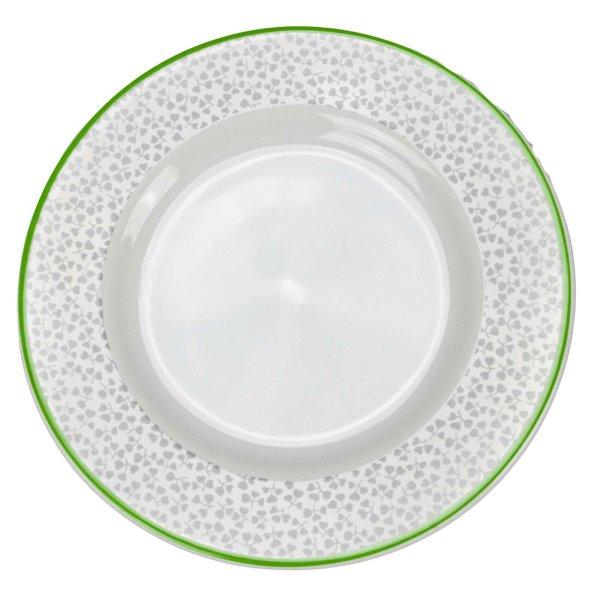 6 darabos Cesiro szett: Arktik Fehér zöld csíkókkal és lóherével
díszített 20 cm-es deszert tányér