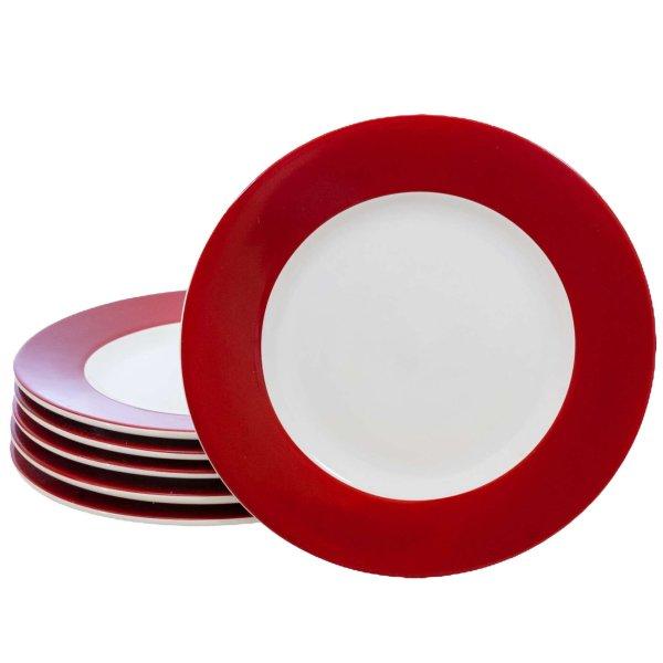 6 darabos Cesiro szett, Arktik fehér piros szalaggal díszített, 20 cm-es
desszert tányér