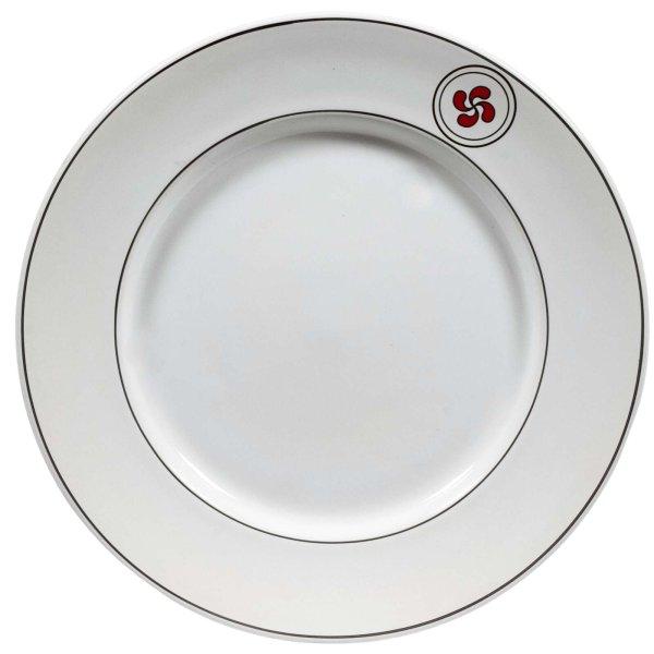 6 darabos Cesiro szett: Arktik fehér fekete csikokkal és properrel diszitett,
26 cm-es lapos tányér