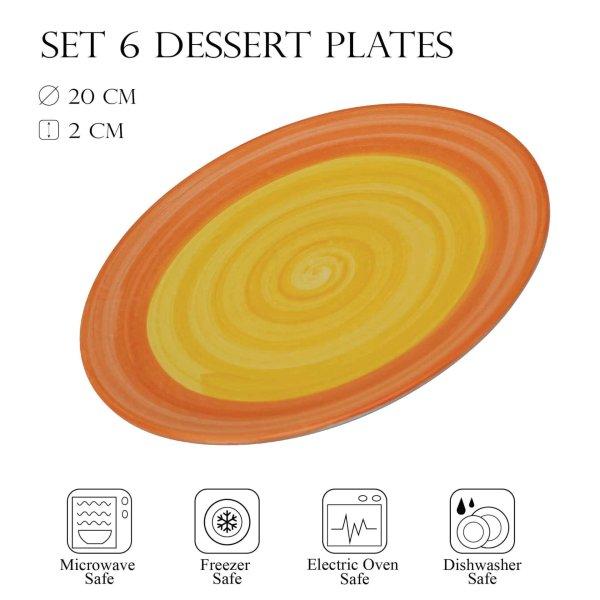 6 darabos Cesiro szett: Sárga/Narancssárga, 20 cm-es deszert tányér
