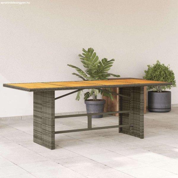 vidaXL szürke polyrattan kerti asztal akácfa lappal 190 x 80 x 75 cm