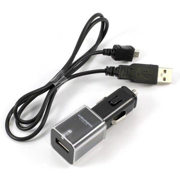 Grundig, Szivargyújtó töltő USB, 80 cm micro USB