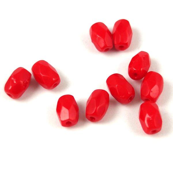 Cseh csiszolt rizs gyöngy - Opaque Red - 6x4mm