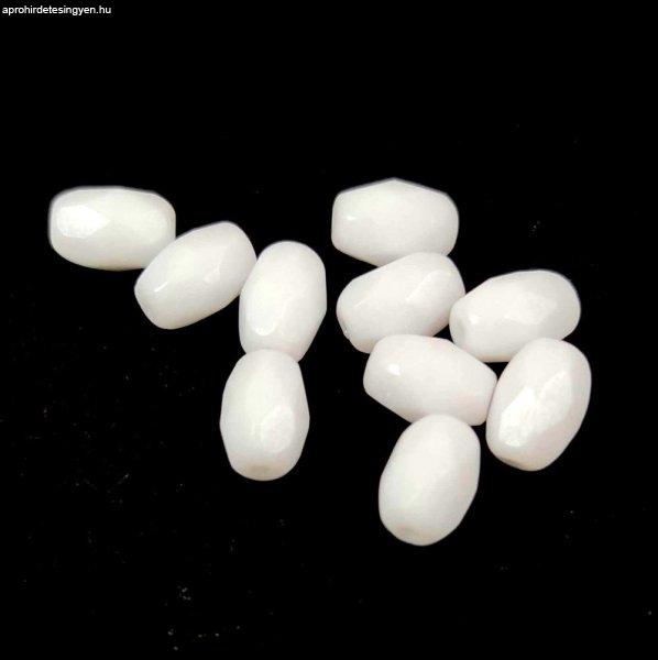 Cseh csiszolt rizs gyöngy - Opaque White - 6x4mm