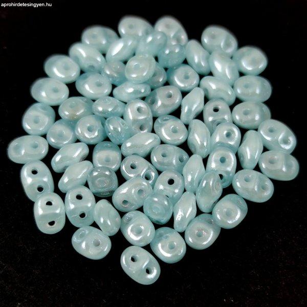 Superduo cseh préselt kétlyukú gyöngy - 2.5x5mm - Opal Light Blue Luster