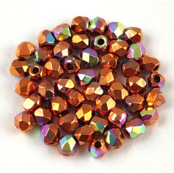 Cseh csiszolt golyó gyöngy - Crystal Orange Copper - 2mm