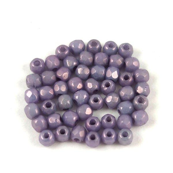 Cseh csiszolt golyó gyöngy - Chalk White Purple Vega Luster - 2mm