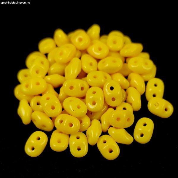 Superduo cseh préselt kétlyukú gyöngy - 2.5x5mm - Opaque Yellow