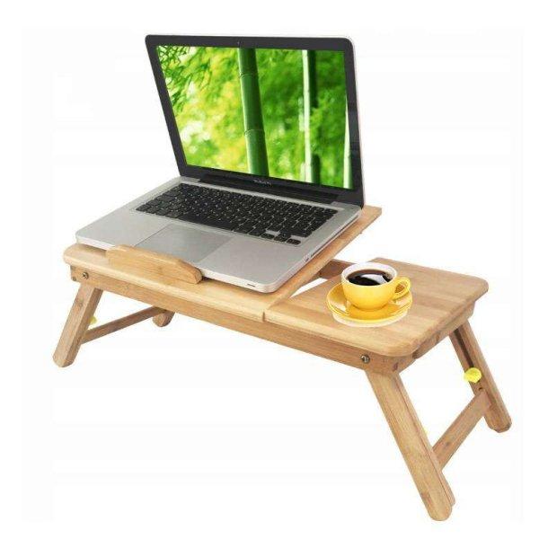 Bambusz Laptop Állvány - Ventilátor hűtéssel és fiókkal 