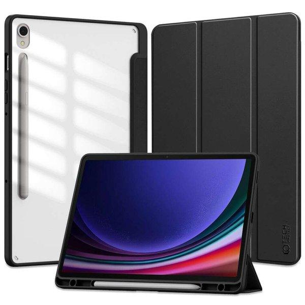Tablettok Samsung Galaxy Tab S9 FE 10,9 coll (SM-X510, SM-X516) - fekete smart
case tablet tok, átlátszó hátlappal, ceruza tartóval